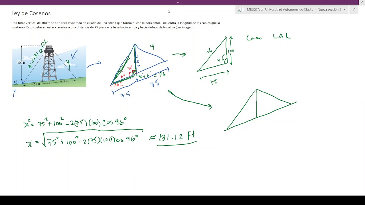 Problema aplicado: Ley de cosenos