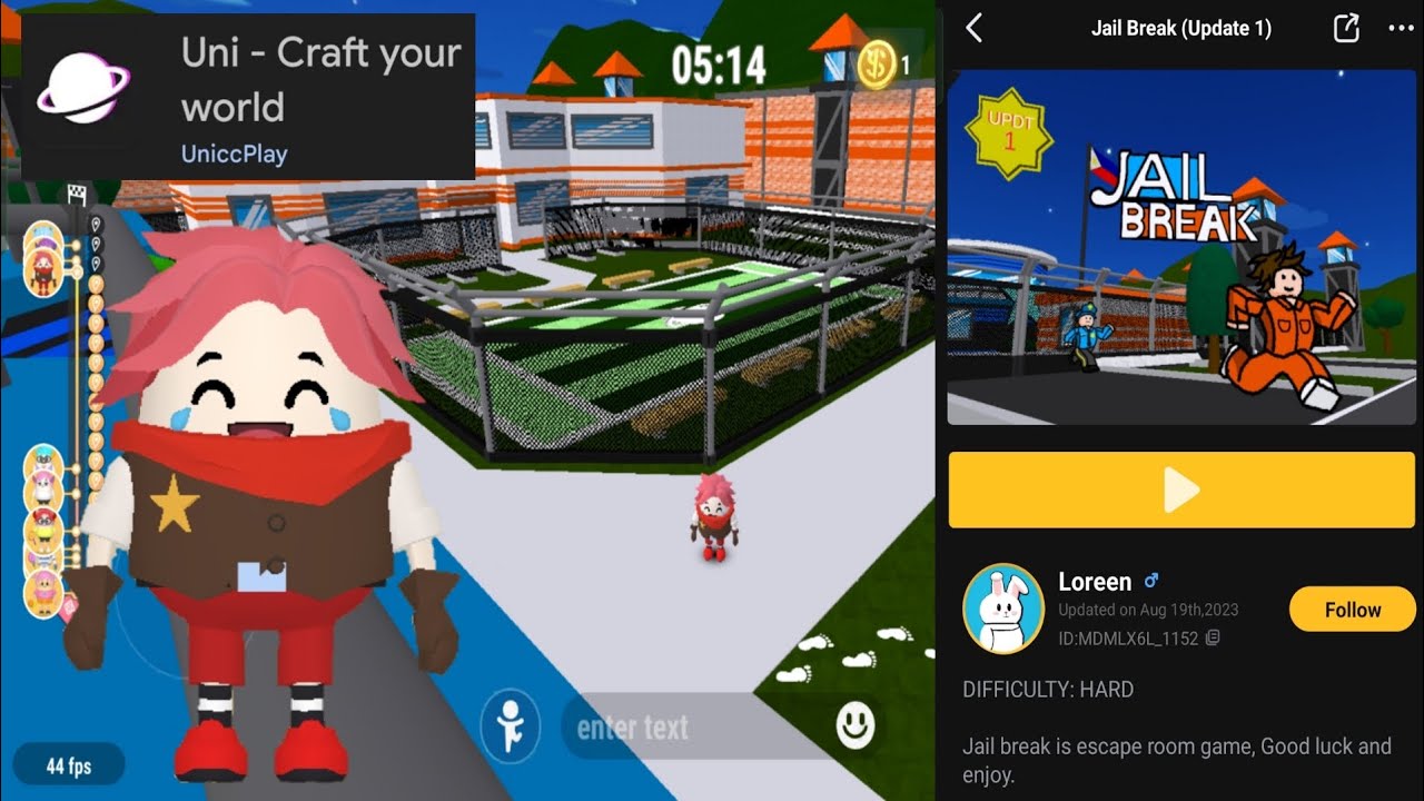 Jail Break Full Gameplay l UNI Craft your world
