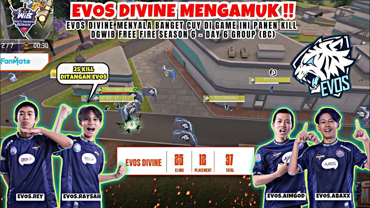 EVOS DIVINE BOOYAH 25 KILL‼️DGWIB FREE FIRE SEASON 26 - Day 6