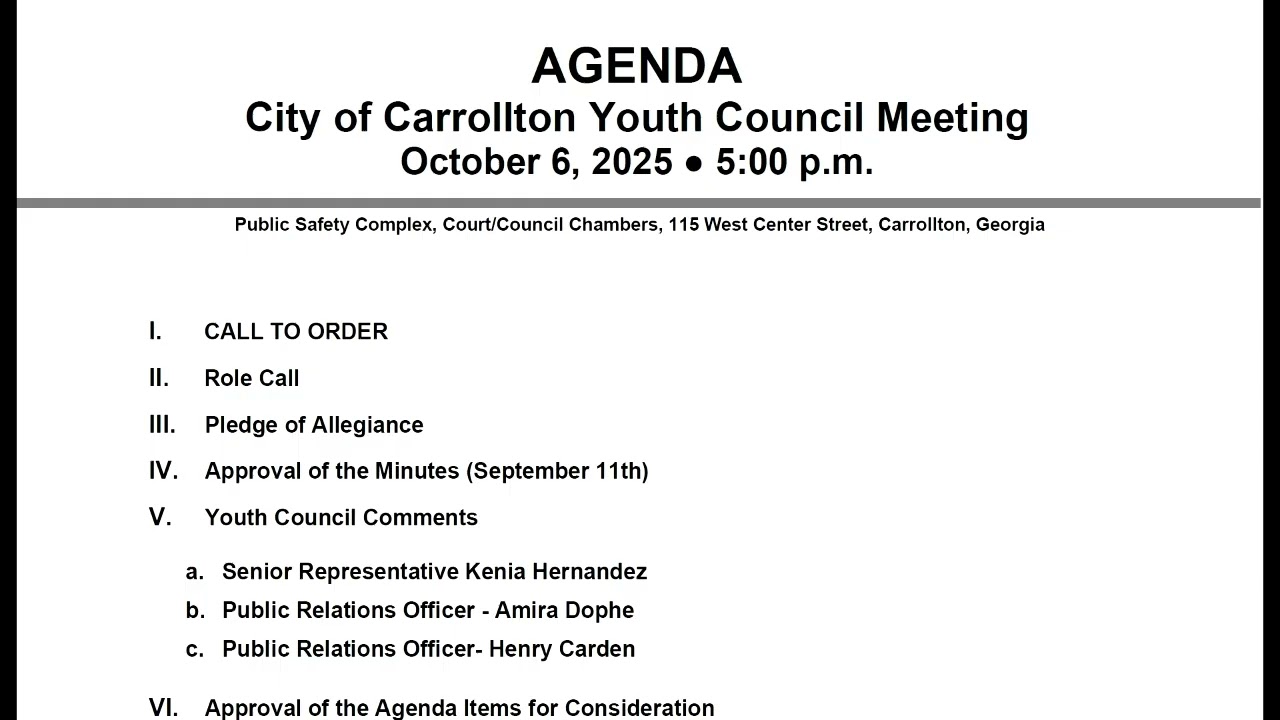 10/6/25 City of Carrollton Youth Council