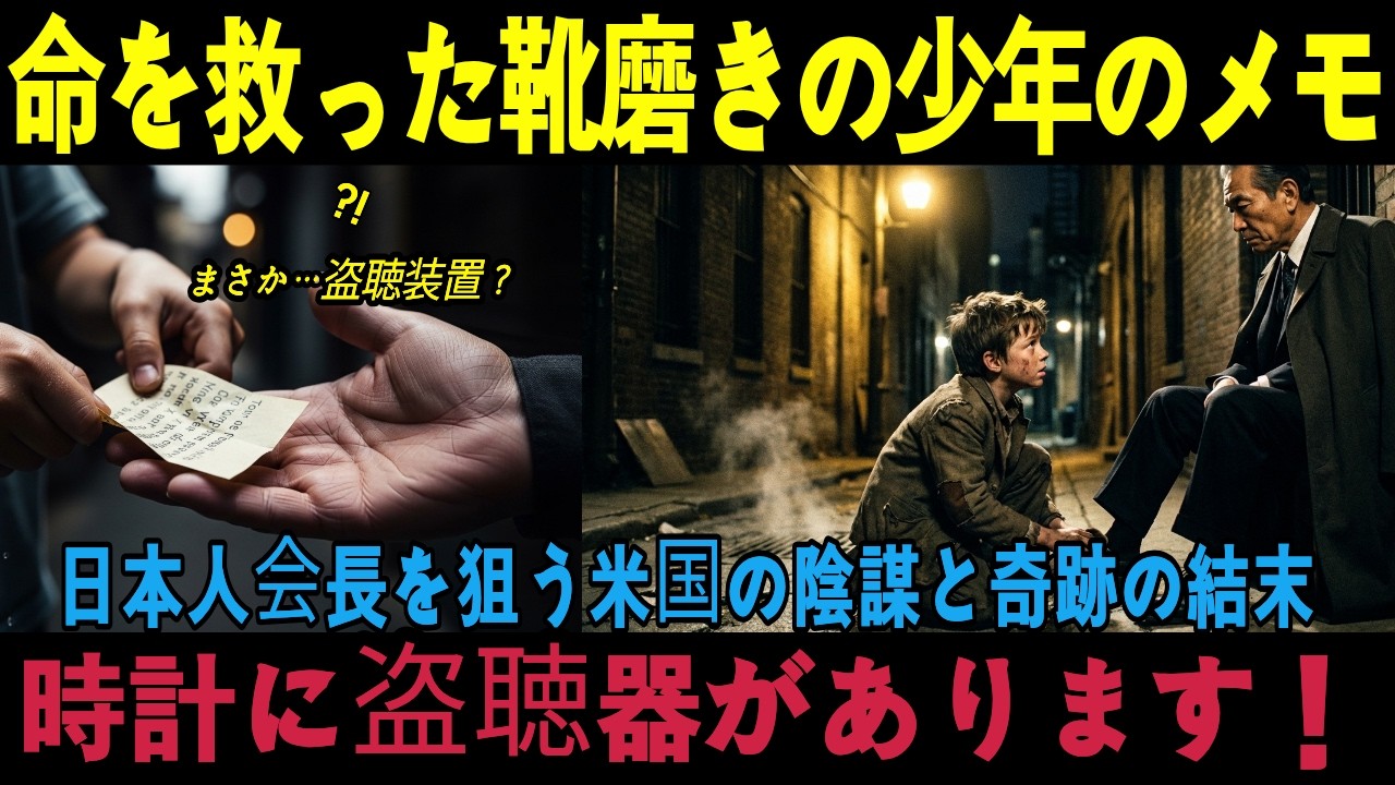 【海外の反応】「時計に盗聴器が！」靴磨き少年が日本人会長を罠から救う！破格の恩返しで街が奇跡を遂げアメリカ人が号泣