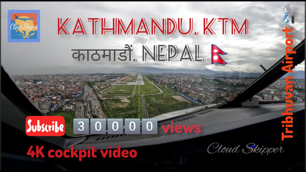 Morning arrival, scenic landing at Kathmandu, Nepal 🇳🇵 4K video, cockpit view