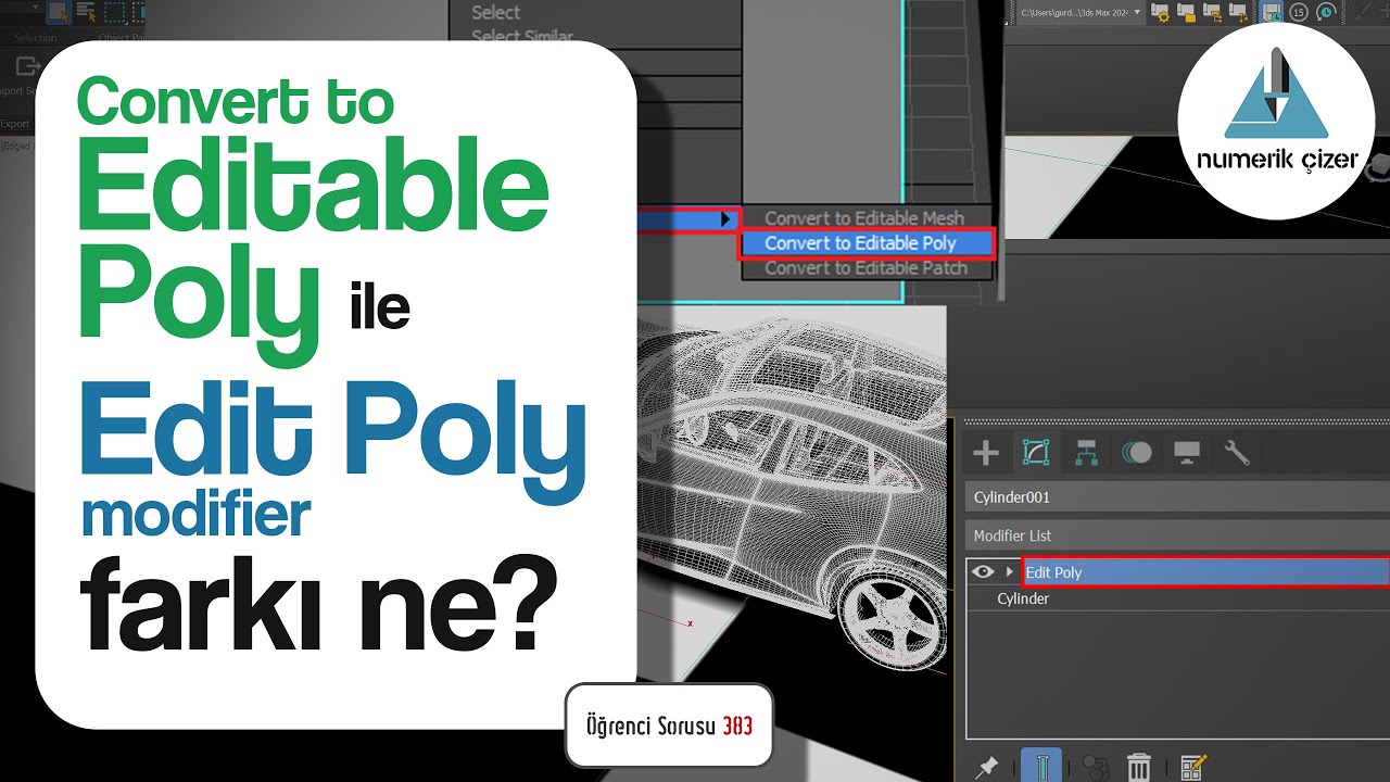 3ds Max'te Editable Poly ile Edit Poly arasındaki fark nedir? - Öğrenci Sorusu 383