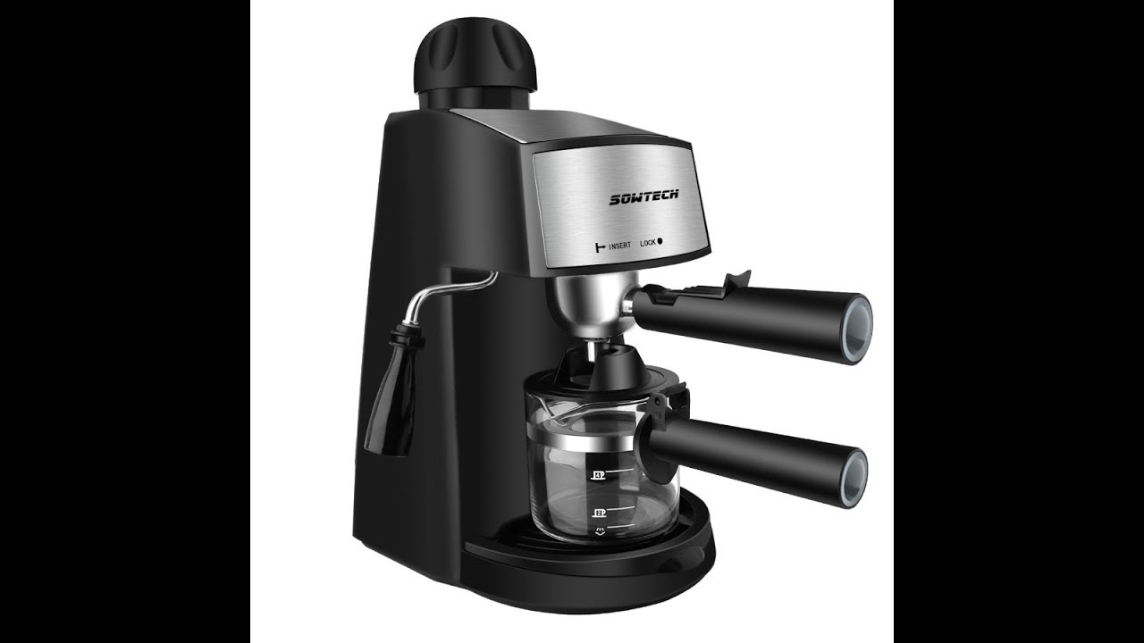 Sowtech steam espresso machine, latte and cappuccino maker with milk frother