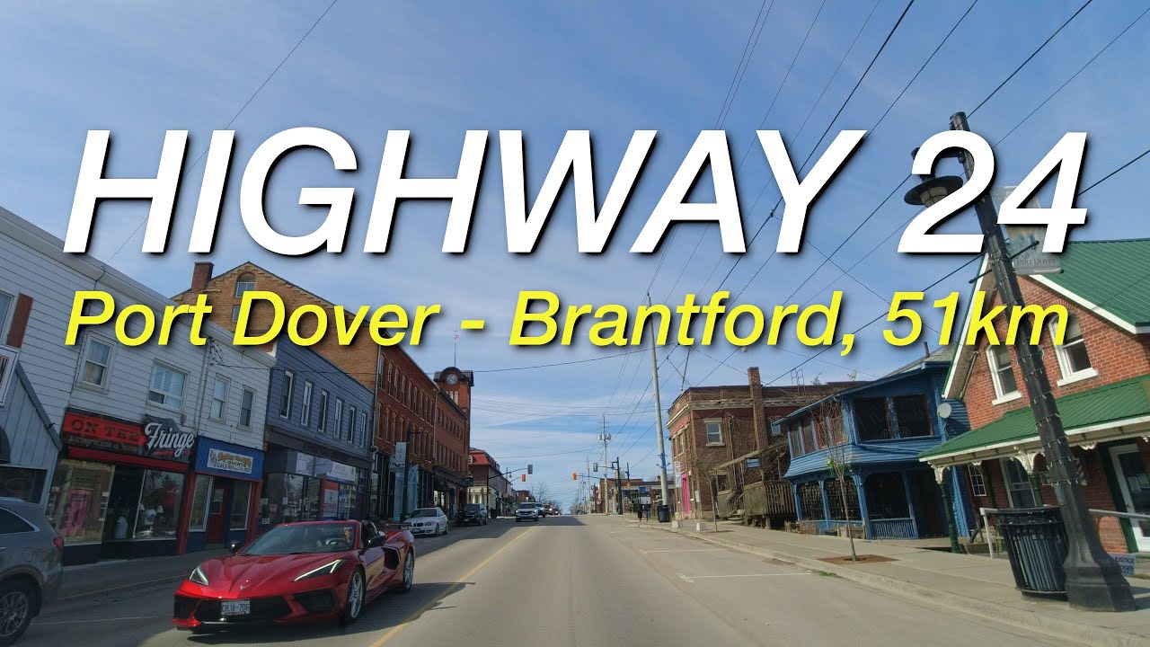 Highway 24 North from Port Dover to Brantford (Highway 403) Ontario, 51km