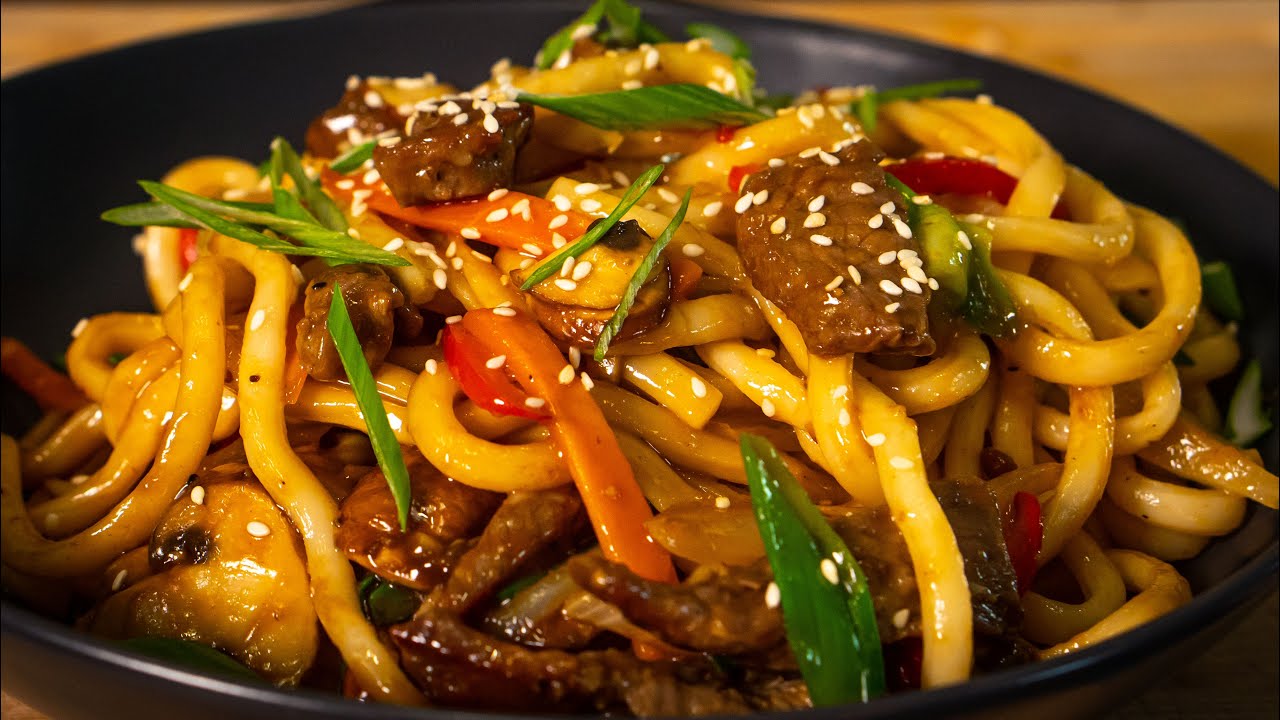 Udon Nudeln mit Rindfleisch | Ein tolles und schnelles asia Gericht