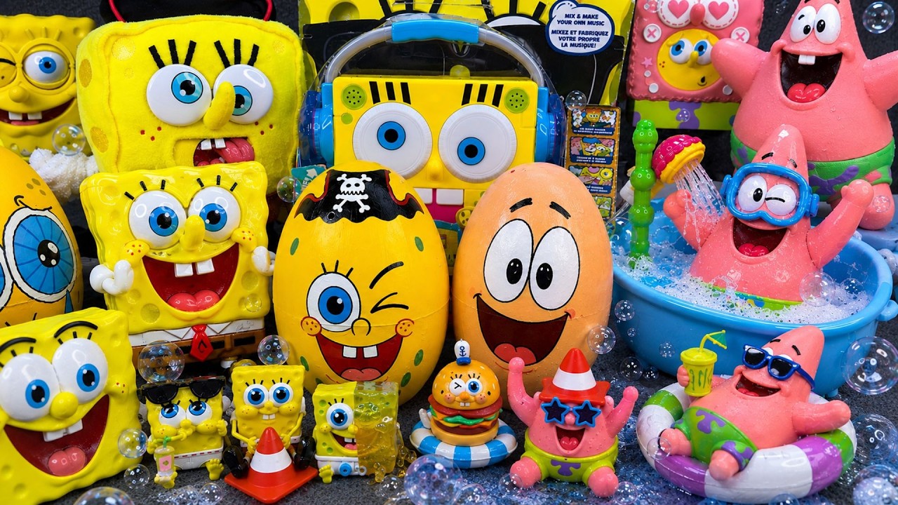 Ultimate Satisfying Unboxing Huge SPONGEBOB Eggs Relaxation Pool Bathroom Playset Toy Playset ASMR