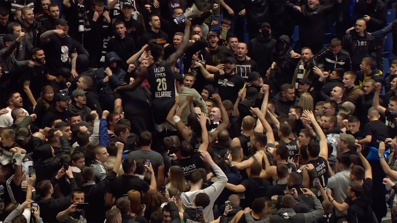 Lessort leads Partizan fans'chants!