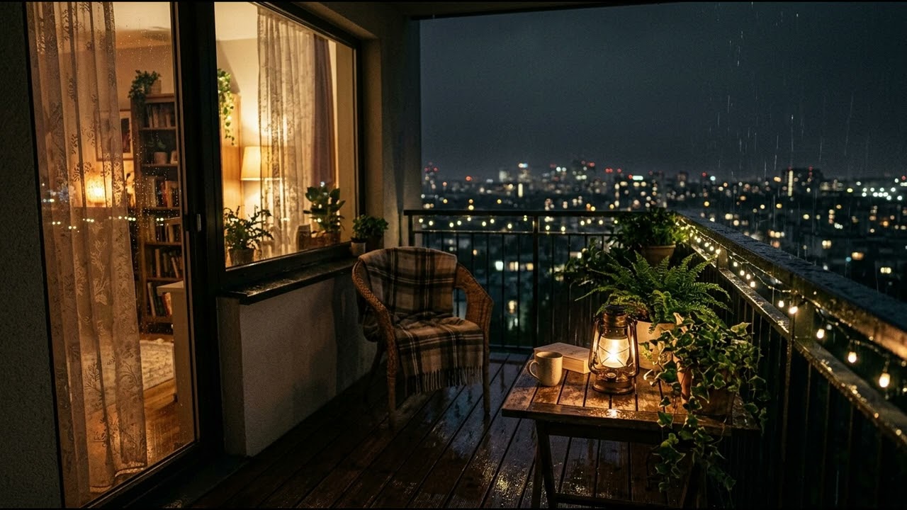 lofi beats to study to 📚 rainy balcony night vibes