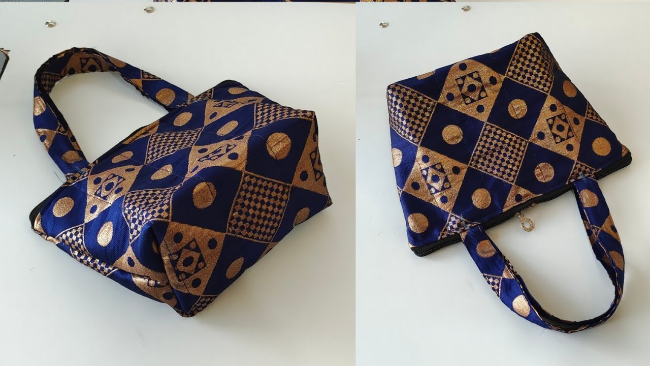 बैग बनाने का सबसे सरल तरीका- perfect zipper handbag cutting and stitching//shopping bag//grocery bag