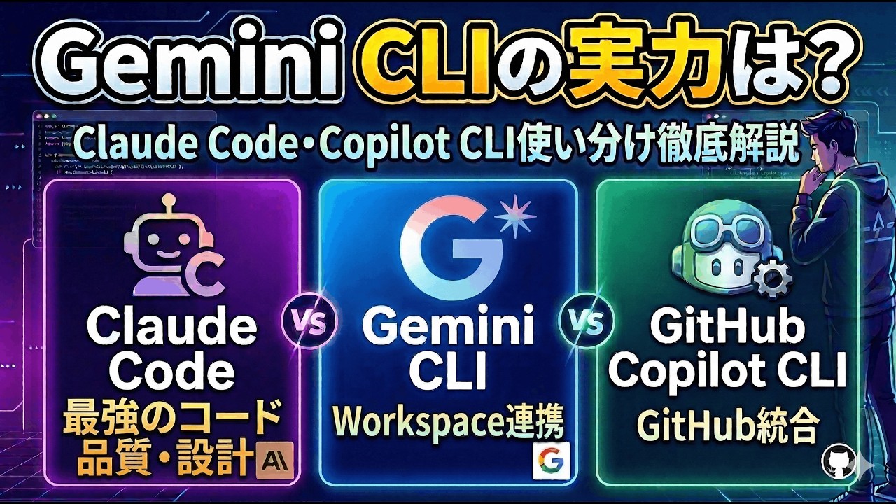 【覇権争い】Gemini CLIの実力は？Claude Code・Copilot CLIとの使い分けを徹底解説