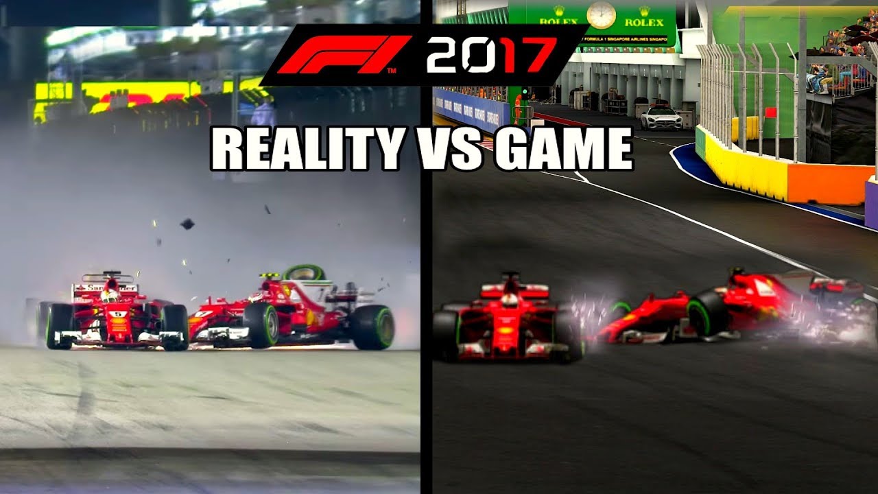 F1 2017 REAL LIFE CRASHES VS GAME