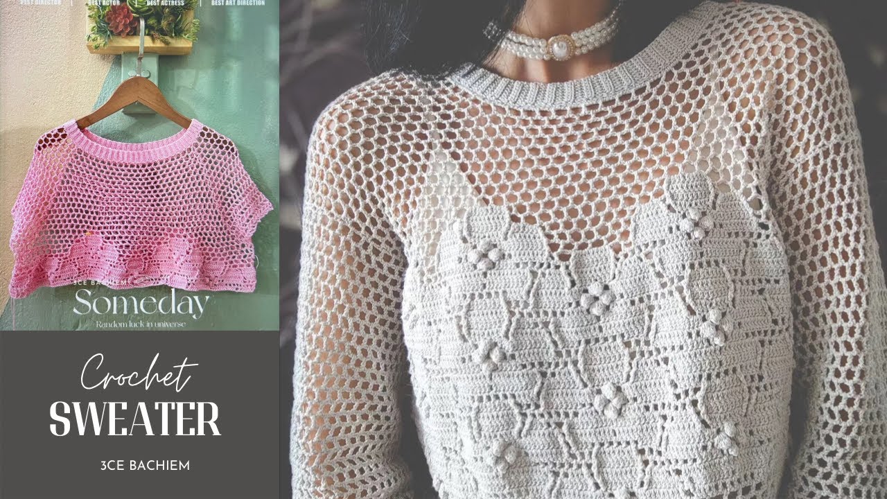 Instructions for hanging a flower mesh shirt 1| HƯỚNG DẪN MÓC ÁO LƯỚI HOA PHẦN 1