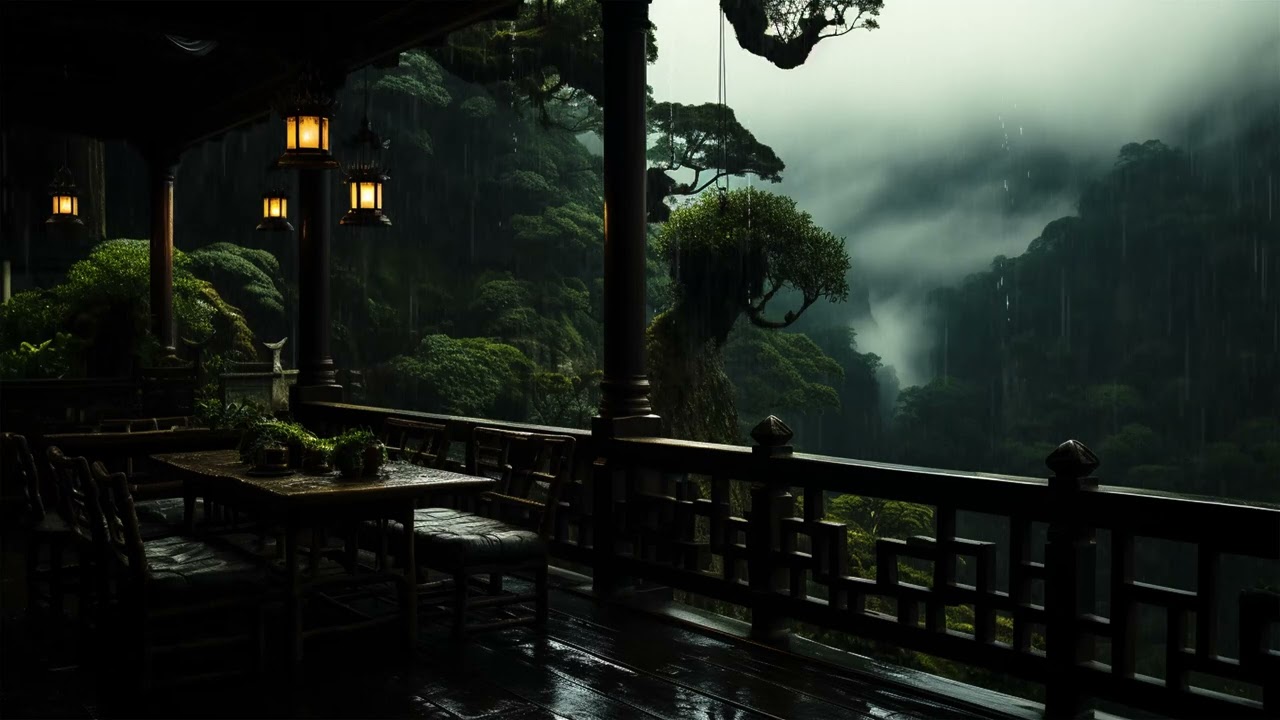 Heavenly Rain on Balcony: Rain Sounds for Deep Sleep & Relaxation - Night Thunderstorm ASMR