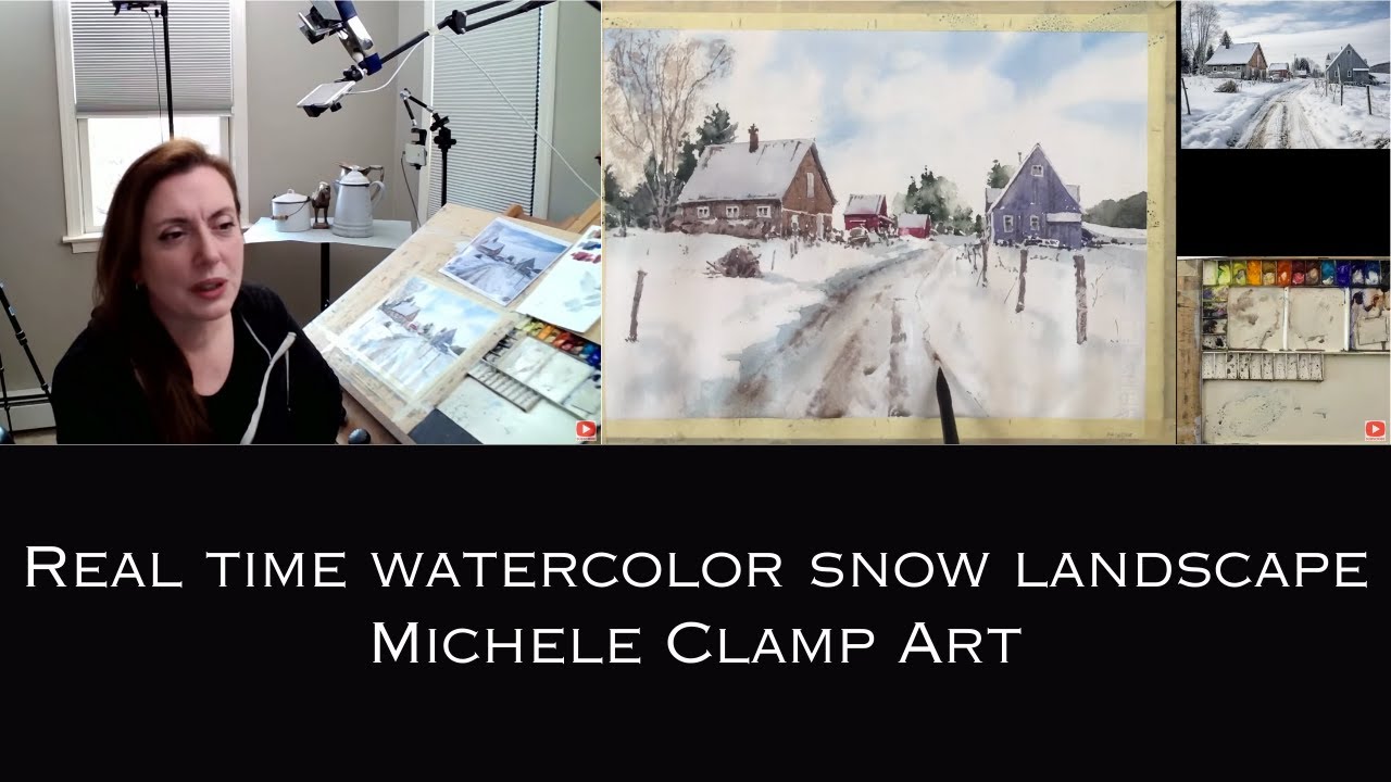 Michele Clamp Watercolor Livestream - Snowy Landscape