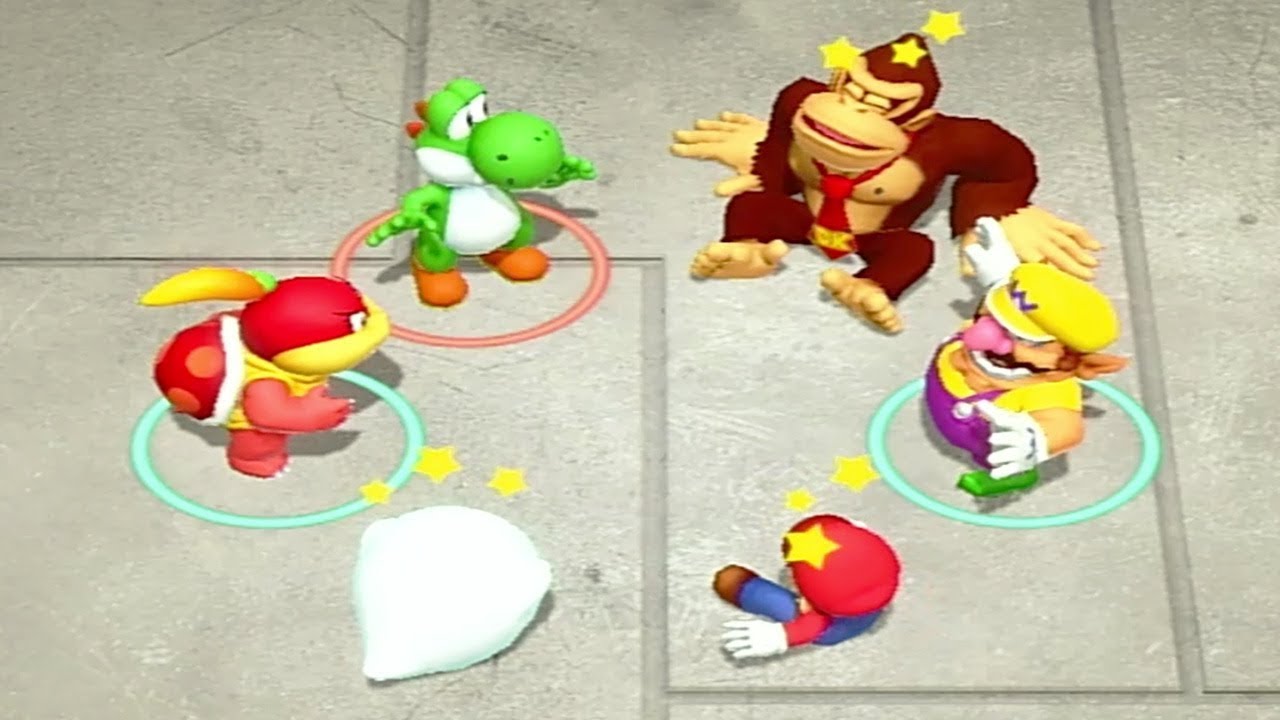 Super Mario Party - 4 Player Lit Potato - Yoshi DK Pom Pom Wario All Minigames (Master Cpu)