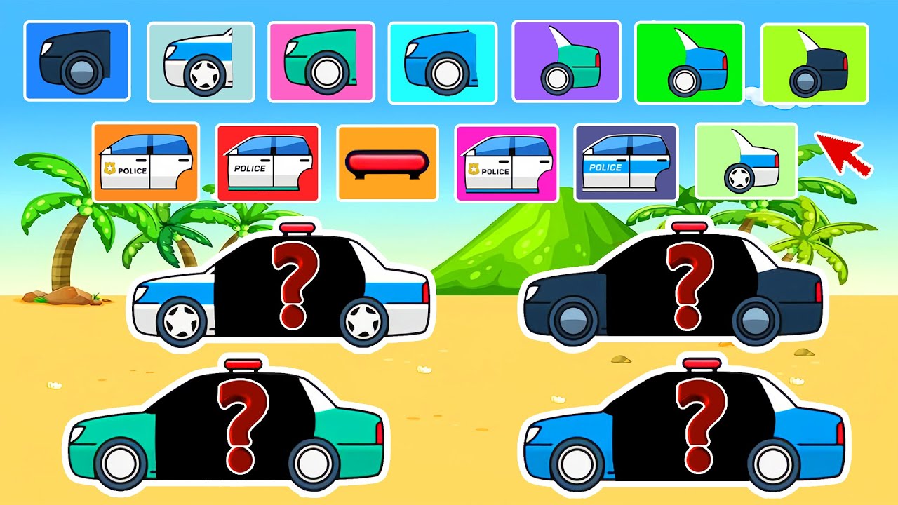 Find the car door for Police Car - Complete the puzzle | Police Vehicles