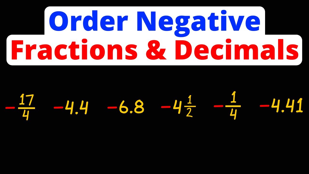 List Negative Fractions and Decimals from Least to Greatest | 2 Methods | Eat Pi