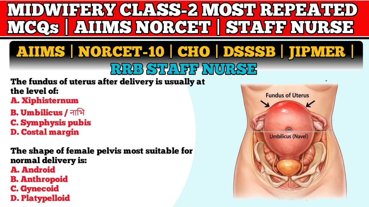 MIDWIFERY CLASS-2 MOST REPEATED MCQs | AIIMS NORCET | RRB STAFF NURSE | NHM | cho