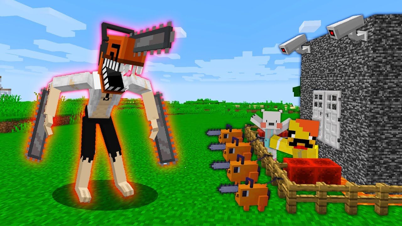 체인소맨 VS 최강보안 집 [몬스터막기] Chainsaw man vs best Security house in minecraft