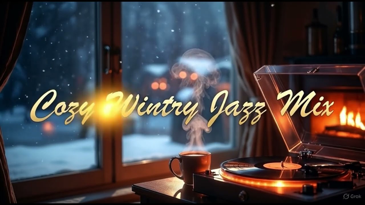 1 Hour Cold Winter Ambient Jazz ☕ Relaxing Lounge Background Music | Snowy Night Café
