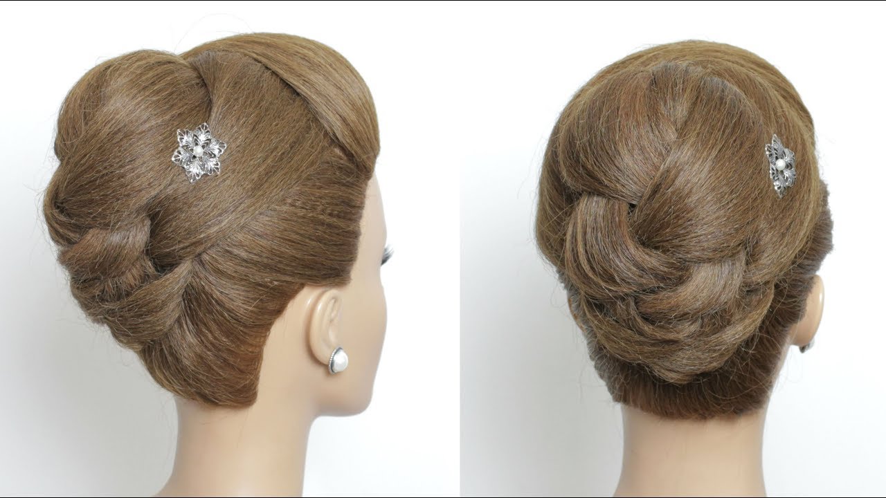 Easy Bridal Hairstyle For Long Hair.  Latest Wedding Prom Updo