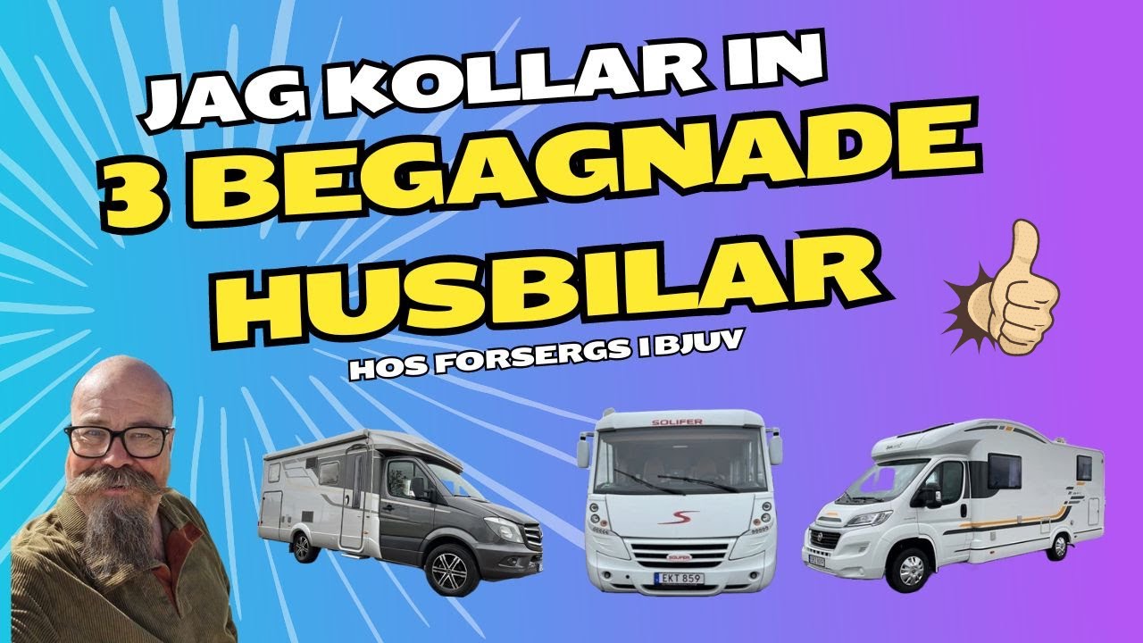 Jag kollar in 3 begagnade husbilar i olika prislägen hos Forsbergs i Bjuv. Häng med på en rundtur!