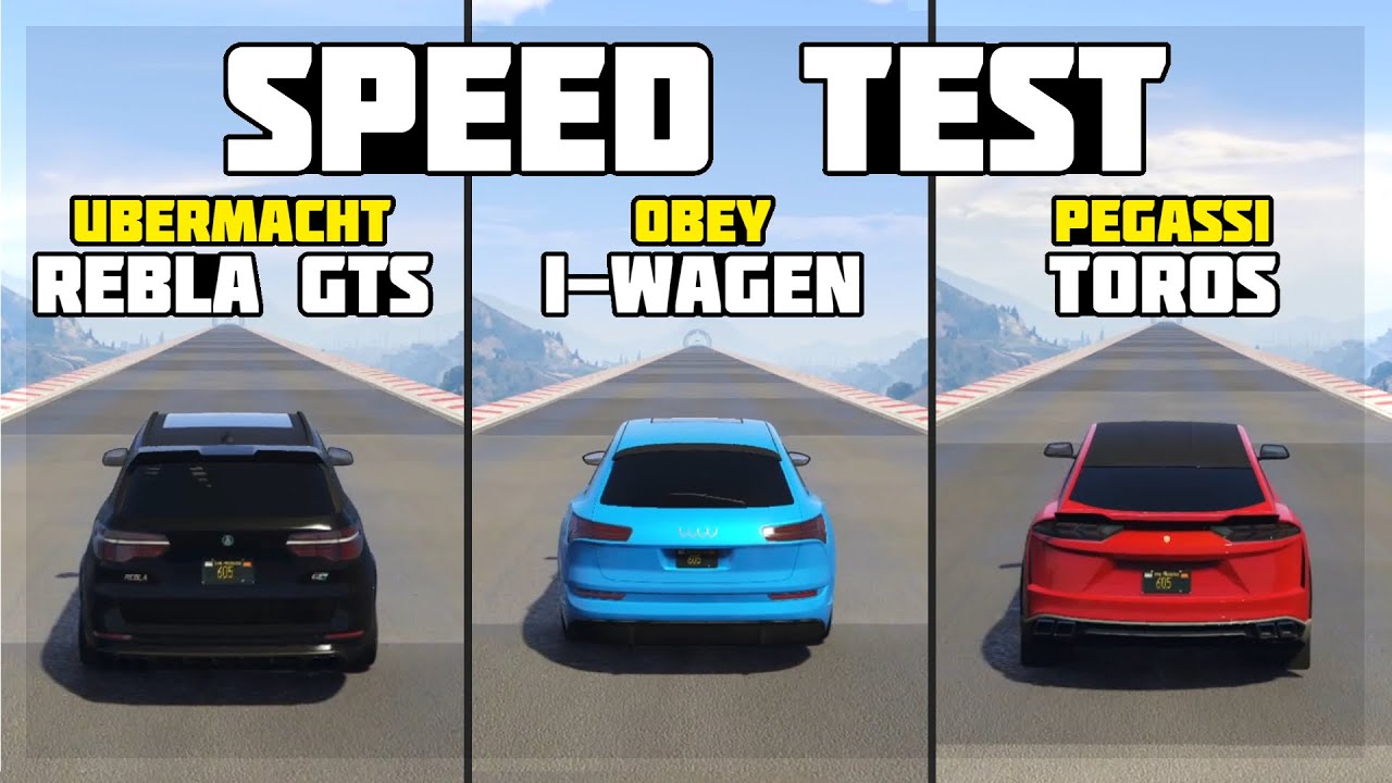 Obey I-Wagen vs Ubermacht Rebla GTS vs Pegassi Toros (Speed Test) - GTA 5 Online