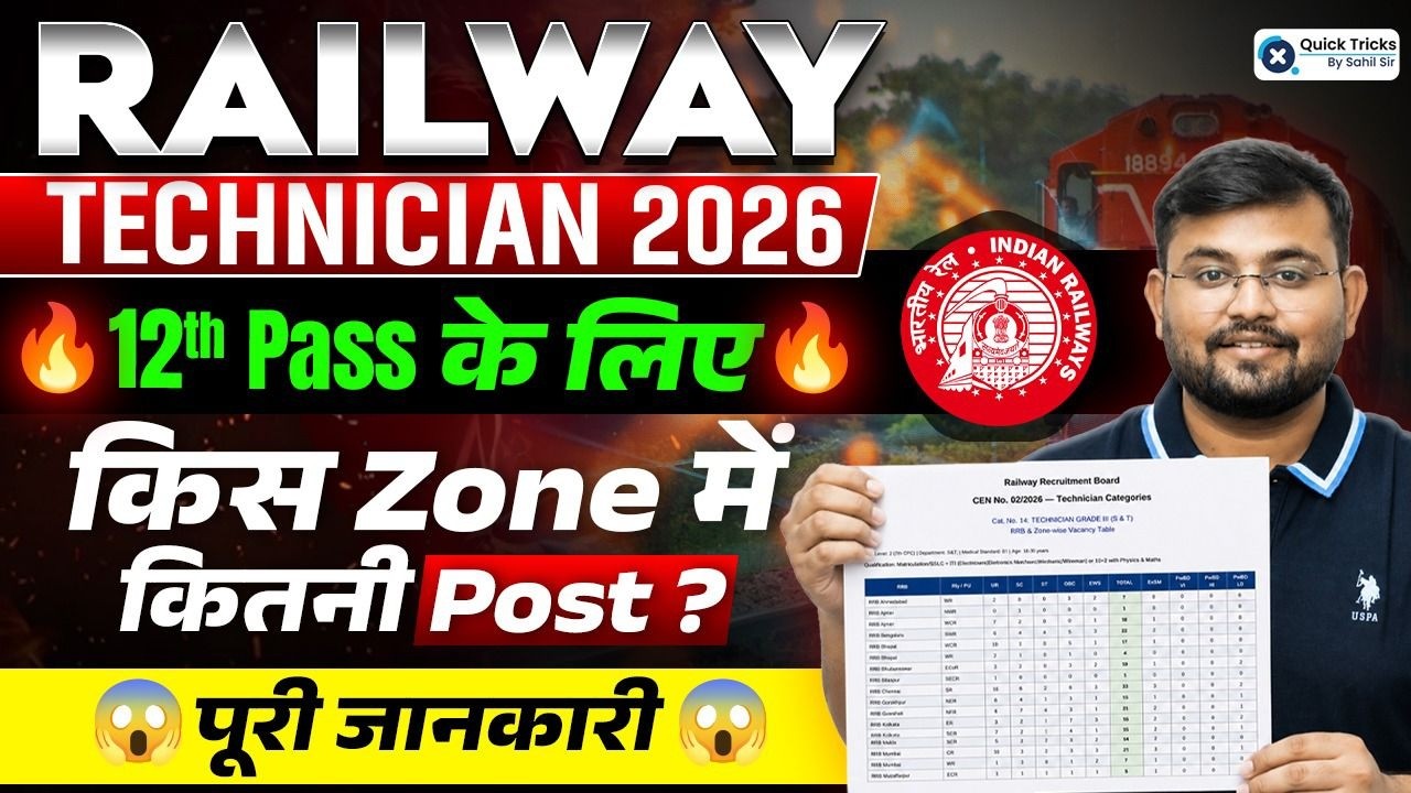 🚂 RRB Technician Vacancy 2026 | 12th Pass Candidate Zone Wise Vacancy & Post Details by Sahil Sir
