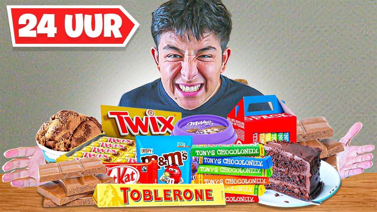 24 UUR alleen maar CHOCOLA ETEN! 🍫 *MISSELIJK*