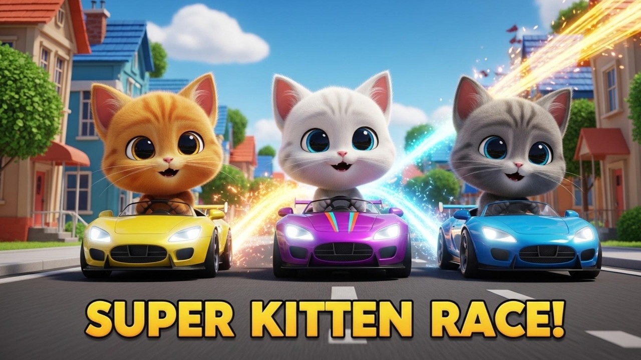 Mama Cat & Super Kittens Race Amazing Cars | Funny Cat Family Adventure for Kids