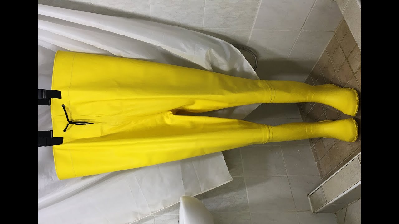 VERY HEAVY RUBBER THICK SOFT UNLINED YELLOW WADERS GUMMIANZUG WATHOSE ca. 1,2MM 4,5 KG ULTRA RARE