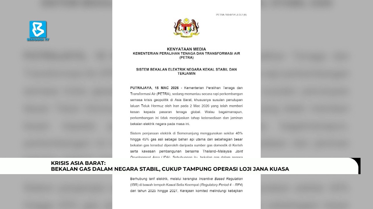 Krisis Asia Barat: Bekalan gas dalam negara stabil, cukup tampung operasi loji jana kuasa
