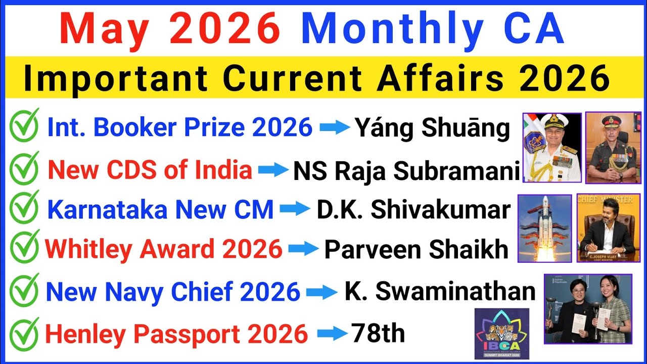 May 2026 Current Affairs | May 2026 Monthly Current Affairs | May Current Affairs 2026