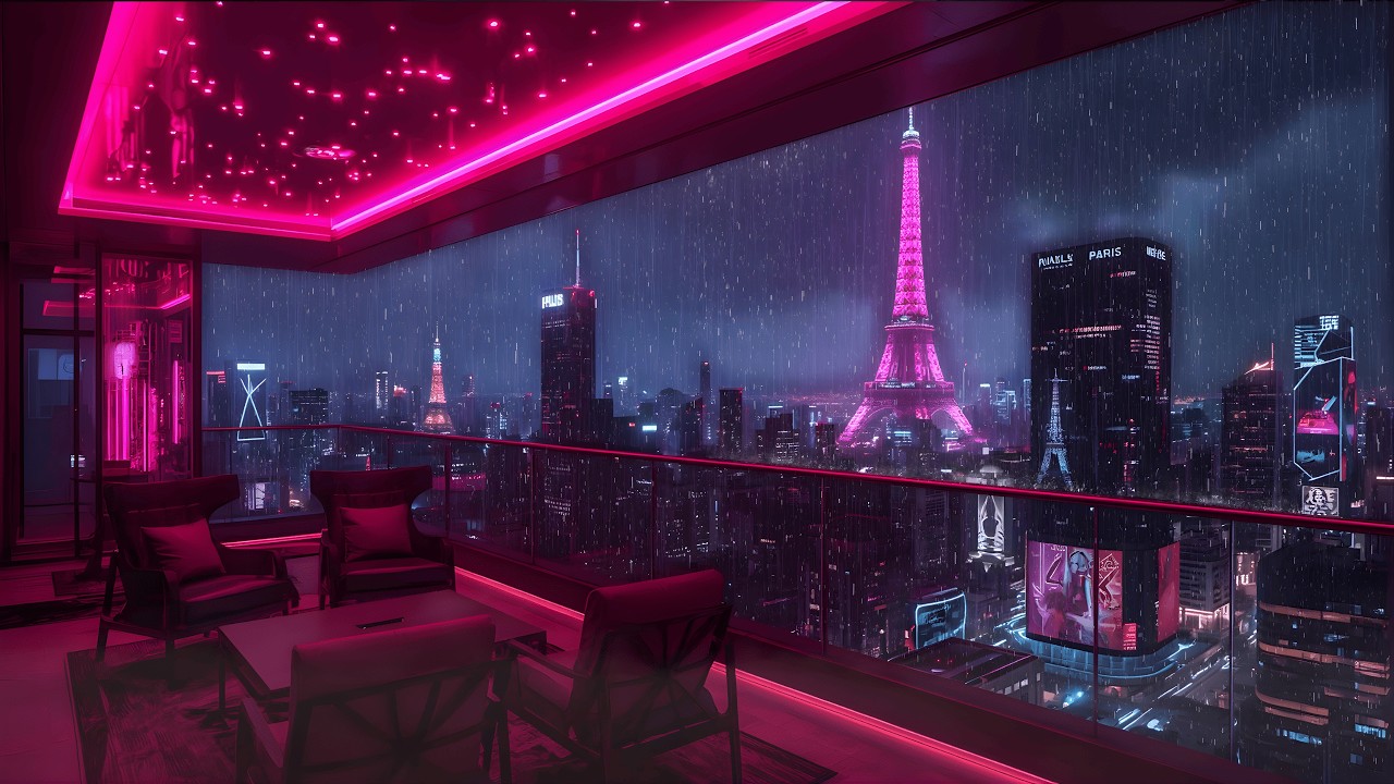 Lofi Rainy Nights 🌧️ – Aesthetic Pink Cityscape for Sleep & Relaxation | 4K