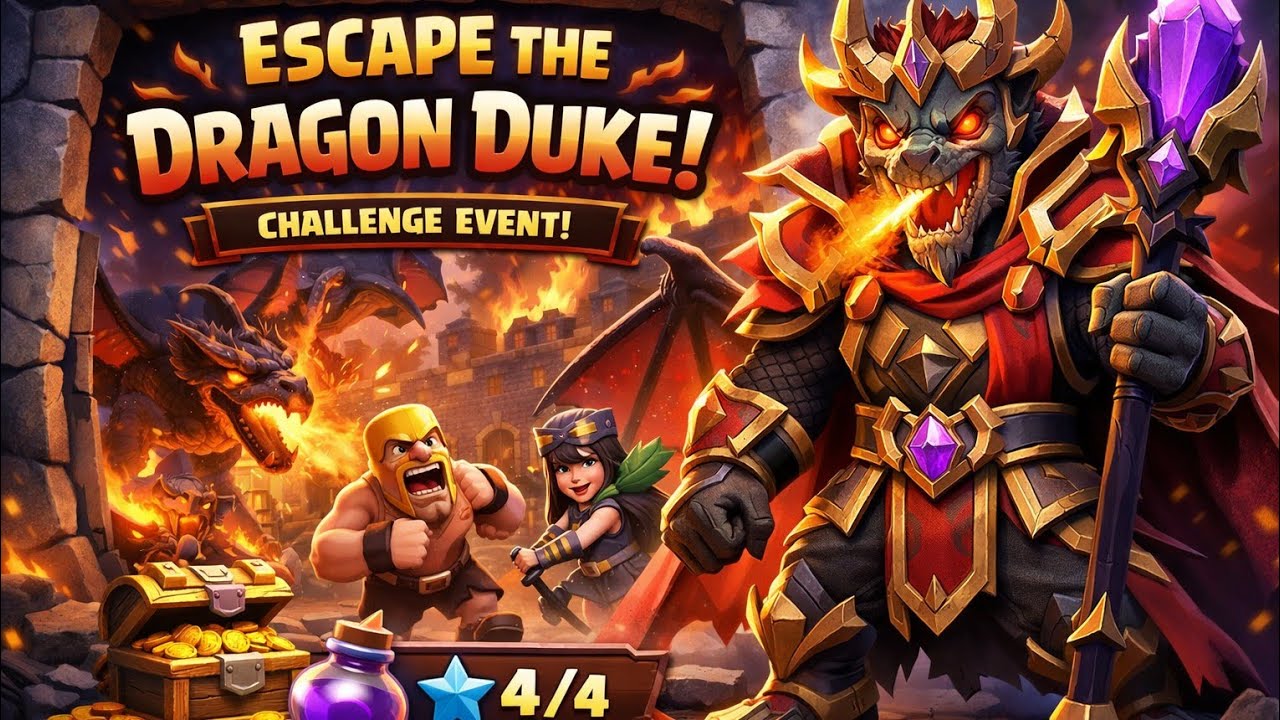 🐉 Dragon Duke escape challanges 1-4 #coc 