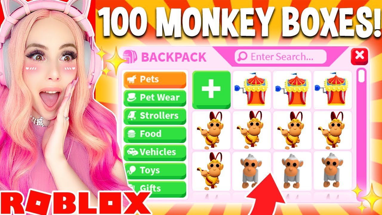 OPENING 100 MONKEY BOXES IN ADOPT ME! *BRAND NEW* Adopt Me Circus Update