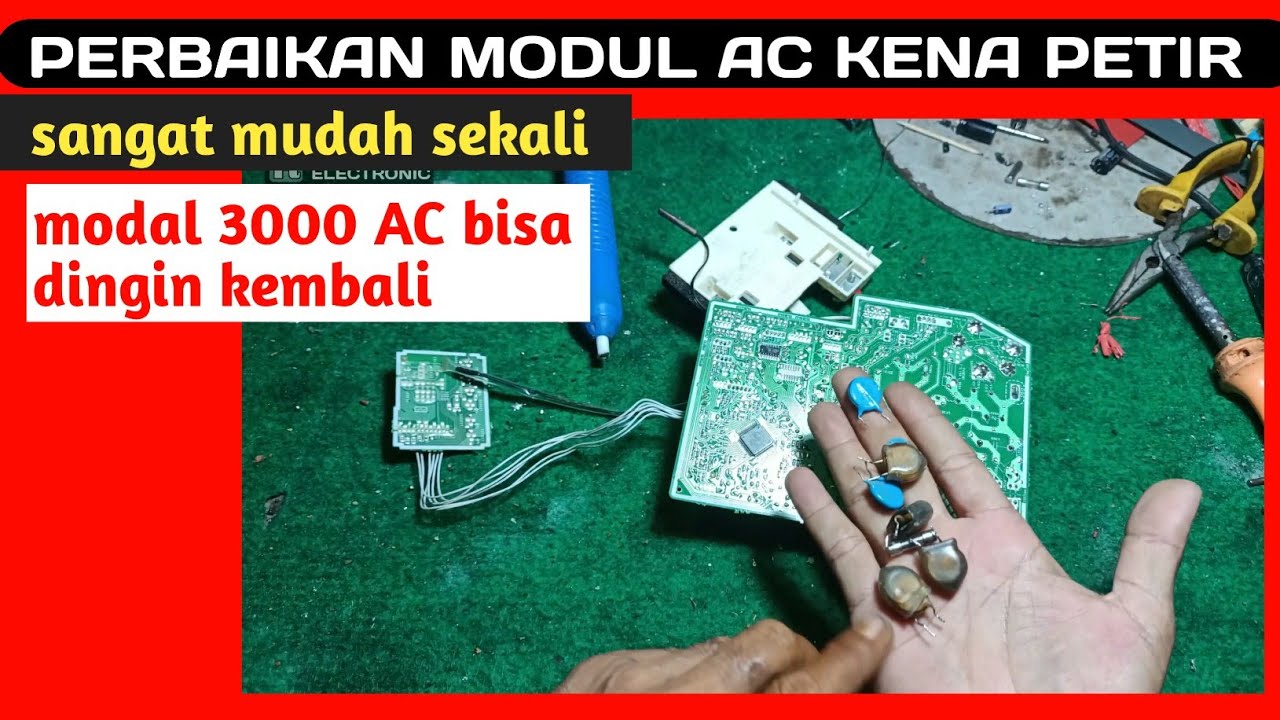 servis modul AC mati total kena petir