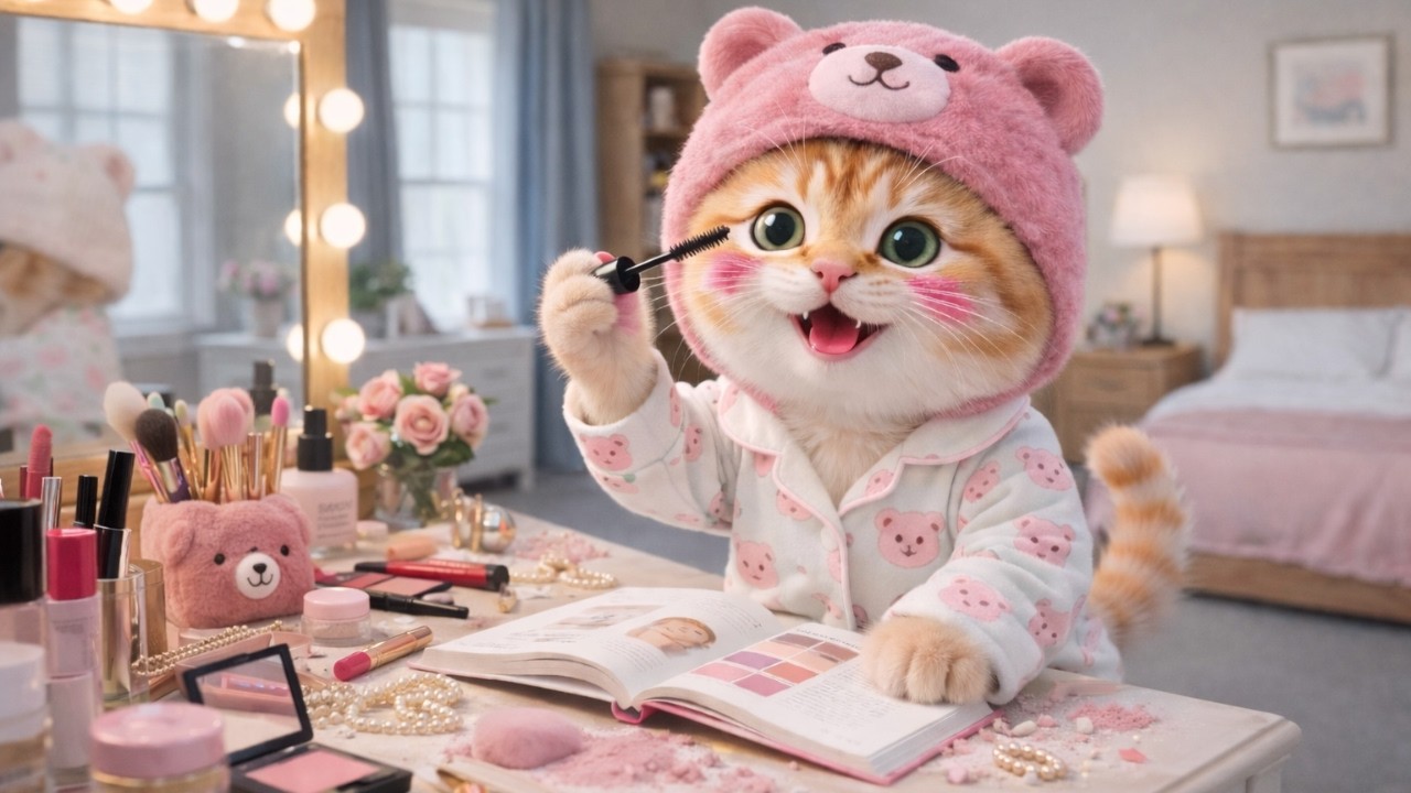 Забавный рыжий котенок пробует макияж мамы-кошки 💄😹 Милое видео с котенком, которое вас рассмешит...