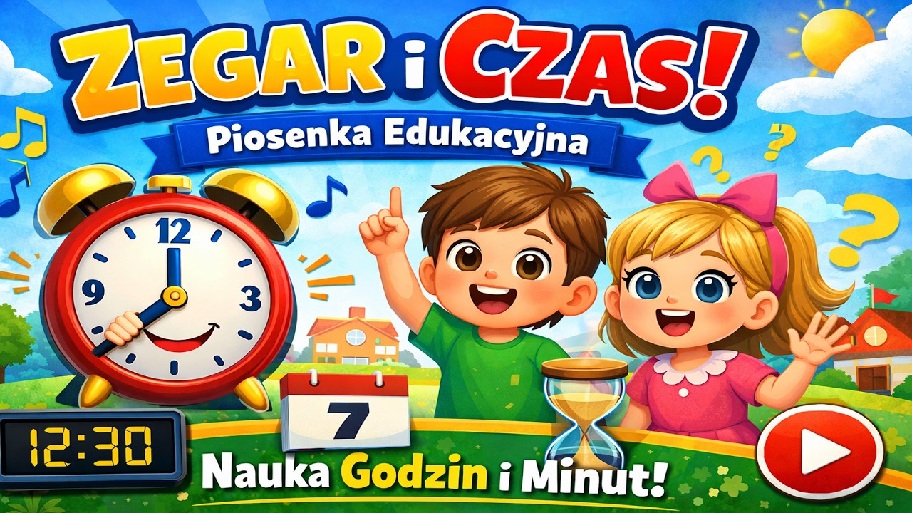 Zegar i Czas ⏰ | Piosenka Edukacyjna dla Dzieci 🎵 Nauka Godzin | Przedszkole