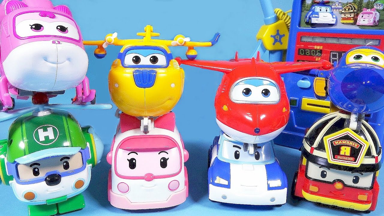 Robocar Poli SuperWings TOBOT car toys transformers gas station