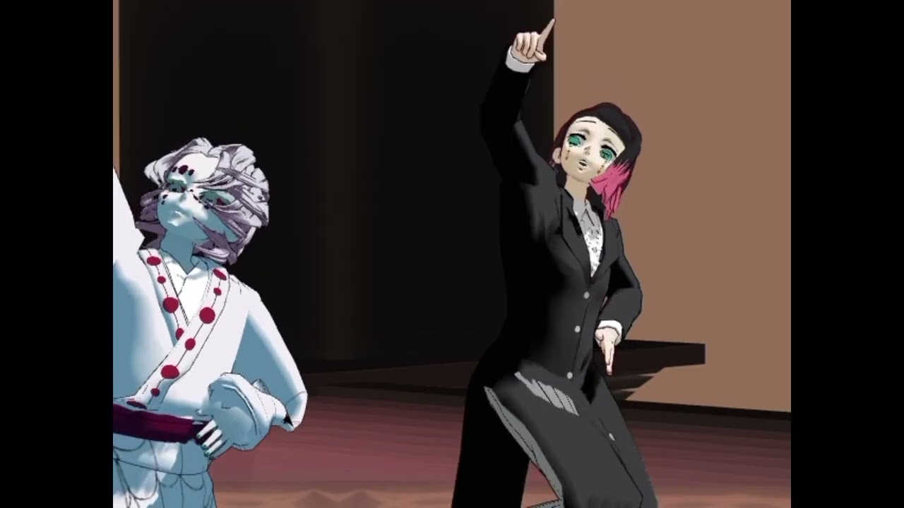 [MMD x KNY] Enmu x Rui Happy Synthesizer [Motion, camera, stage, models dl]