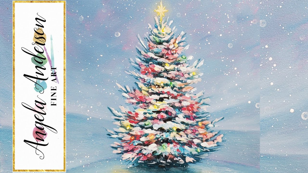 Easy Lighted Christmas Tree Acrylic Painting LIVE Tutorial