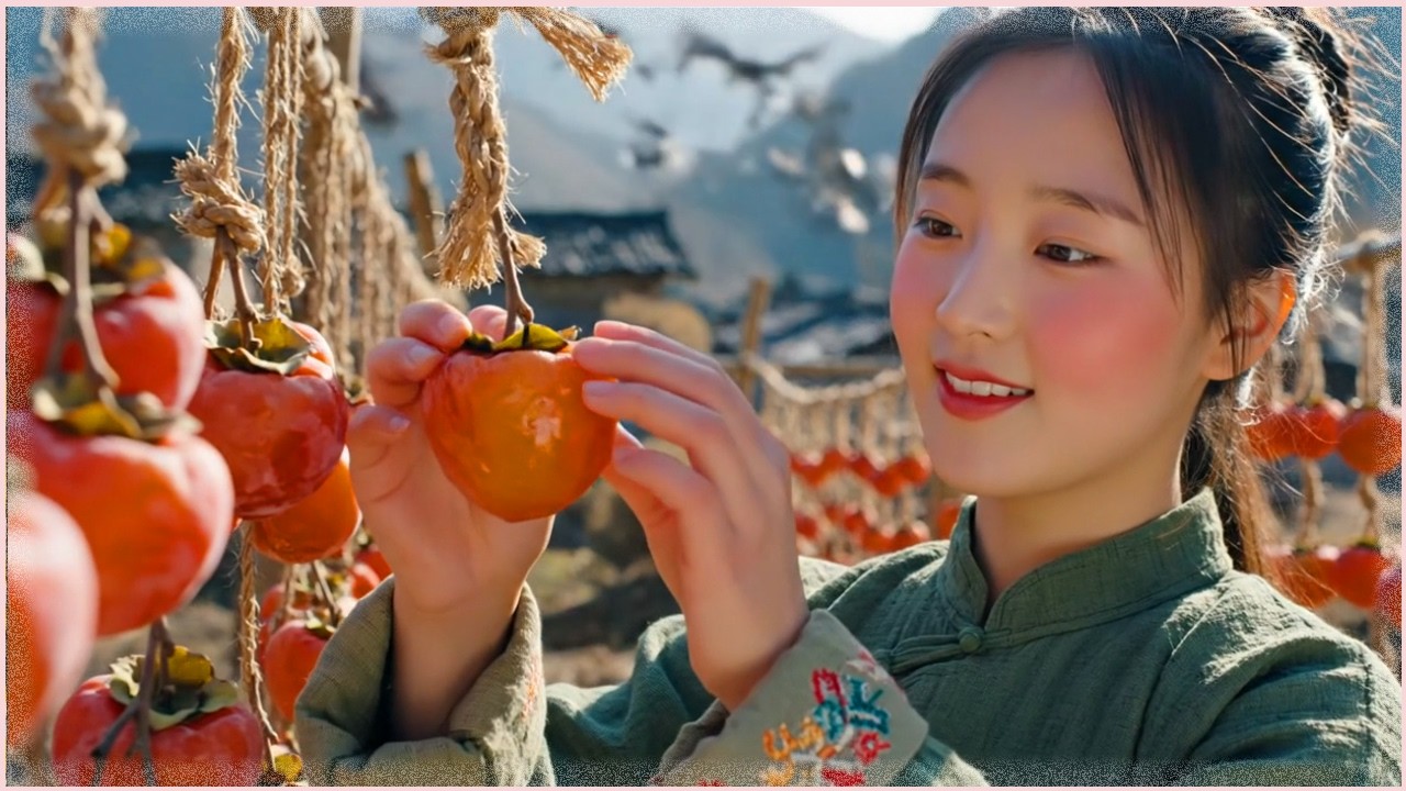 🍁 Inspired by Li Ziqi 🍊 Picking Ripe Persimmons & Enjoying the Peaceful Mountain Life (ASMR)