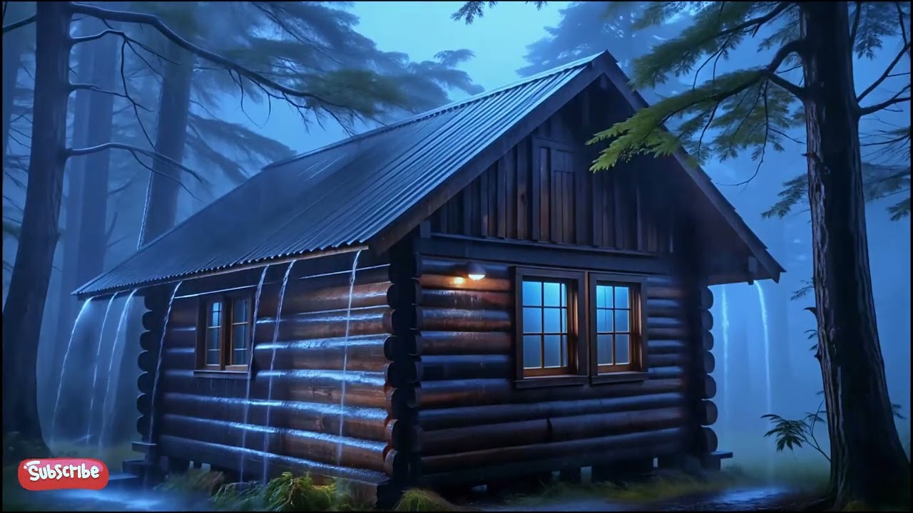 Dark Forest Night Washed by Heavy Rain 🌧🌲 | 8 Hours Sleep Sounds
