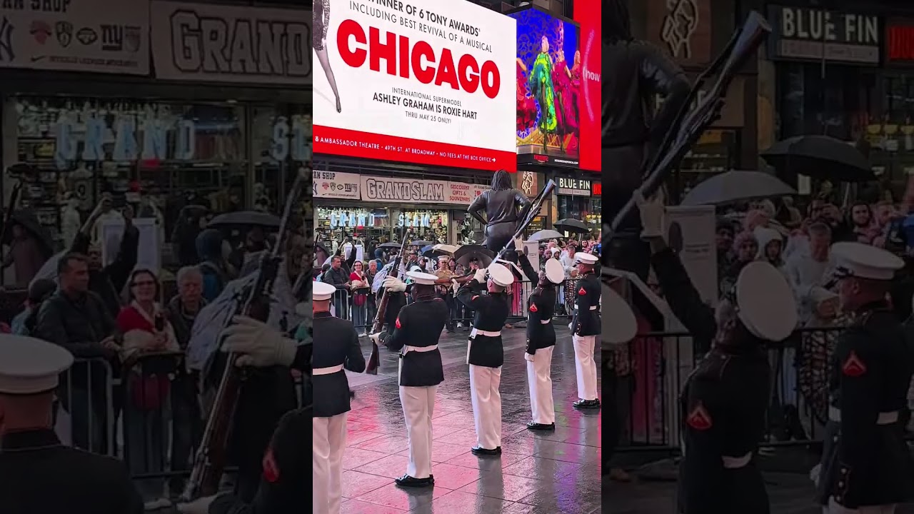 U.S. Marines Silent Drill Performance in Times Square 