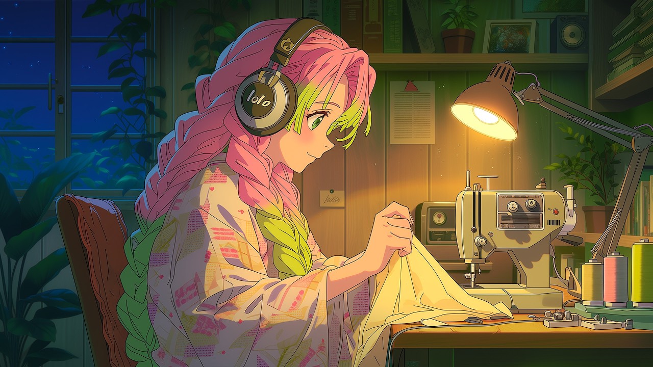 Cozy Sewing Night 🌙 Anime Lofi Room 🧵 Calm Focus to Study / Relax [LoFi Hip Hop]