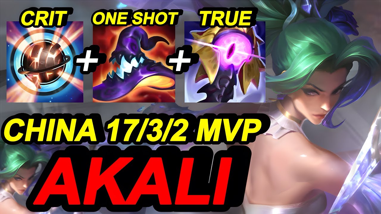 Wild Rift China Akali Mid - Best Carry Build Rune - China Server Rank Gameplay - Crystal Rose skin