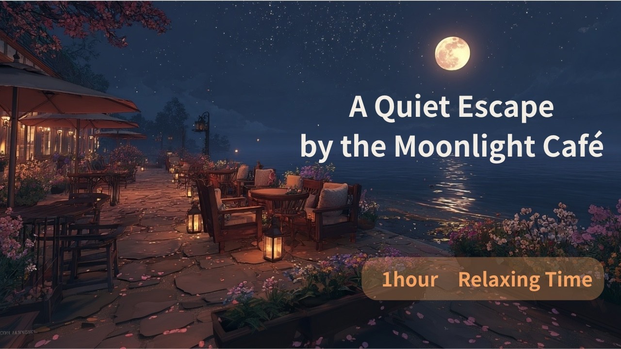 Unwinding Night at a Moonlit Café | Spring Piano BGM for Work, Relaxation & Sleep