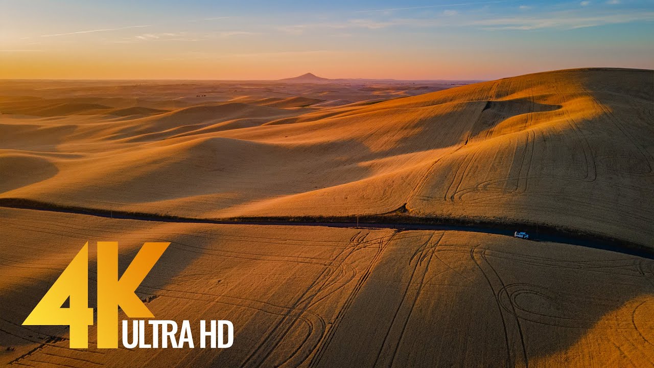4K Bird's Eye View of the Palouse Fields in Summer - Ambient Drone Film + Soothing Music